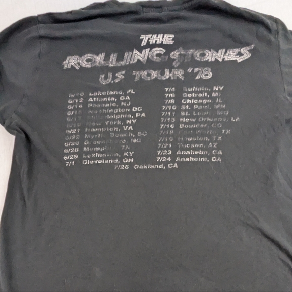 the Rolling Stones U.S. Tour '78 Repro Intentionally Distressed Tee Medium - Picture 10 of 10